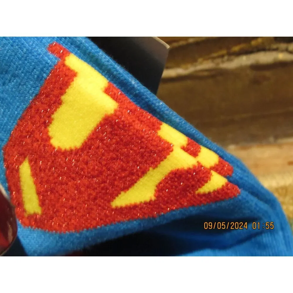 MEN'S SUPERMAN BLUE SOCKS WITH RED CAPE NEW HALLOWEEN COSTUME